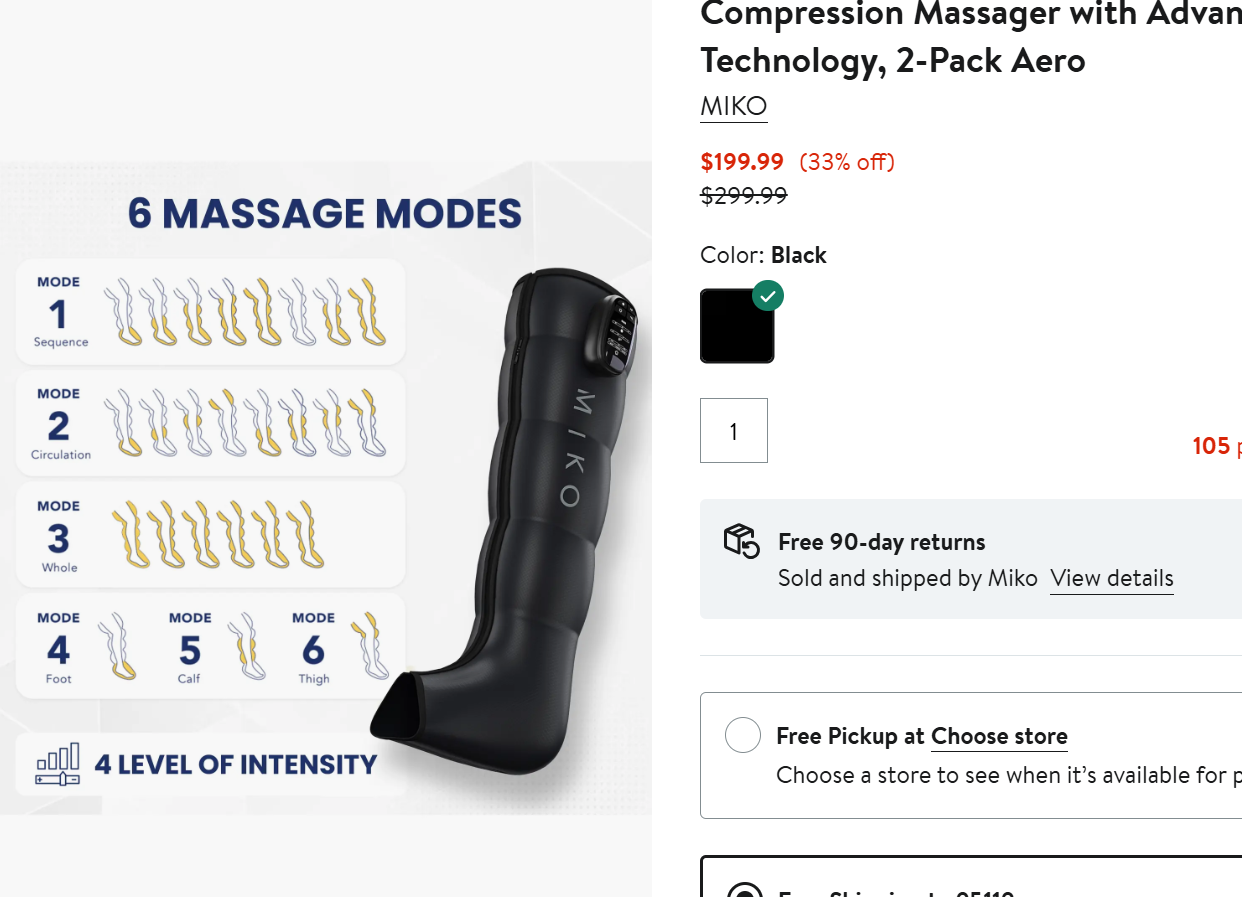 Cordless Leg Air Compression Massager on sale