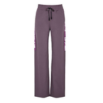 淡紫色徽标弹力平纹布休闲裤
