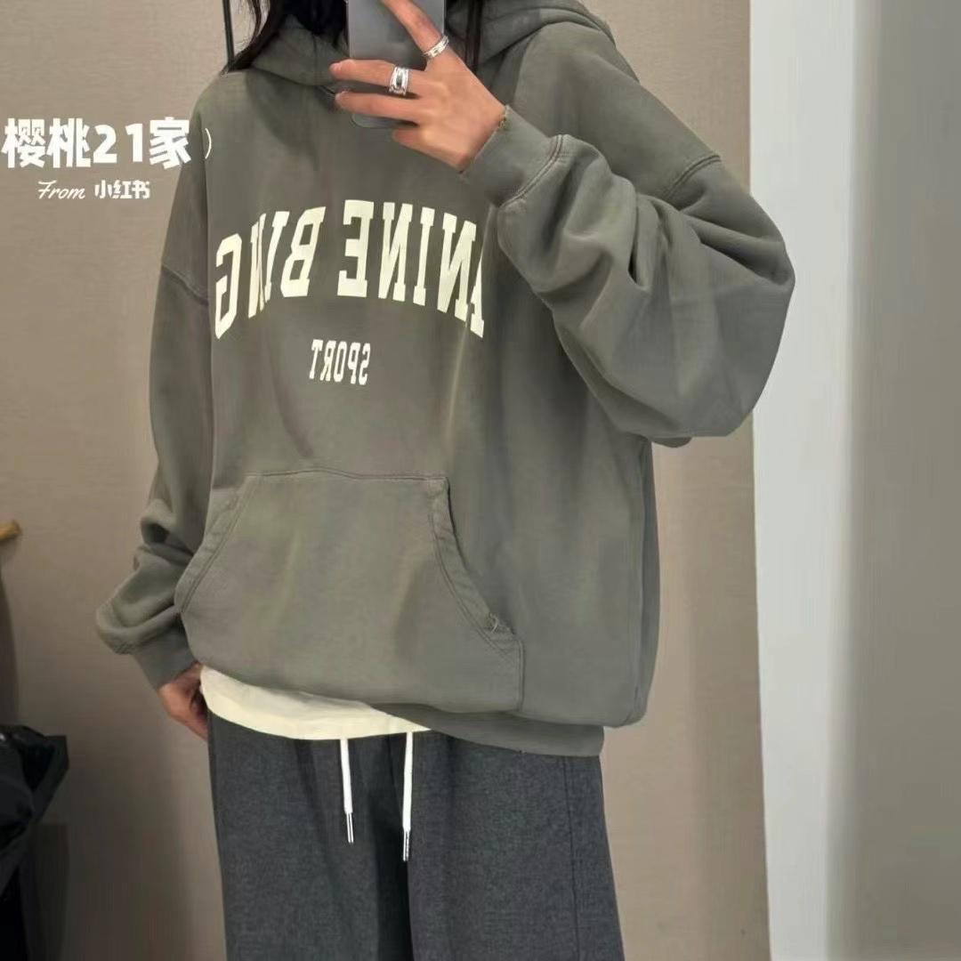Anine Bing灰绿色连帽卫衣特惠
