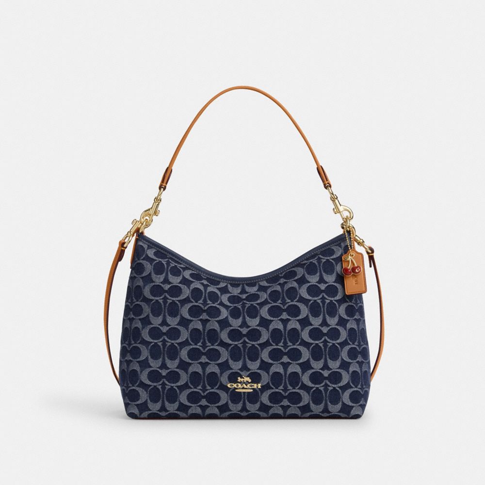 coach laurel shoulder bag in signature denim CY702-IMXIA