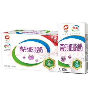 折38.5元！伊利 全/低脂纯牛奶250ml*21（需拍3箱）
