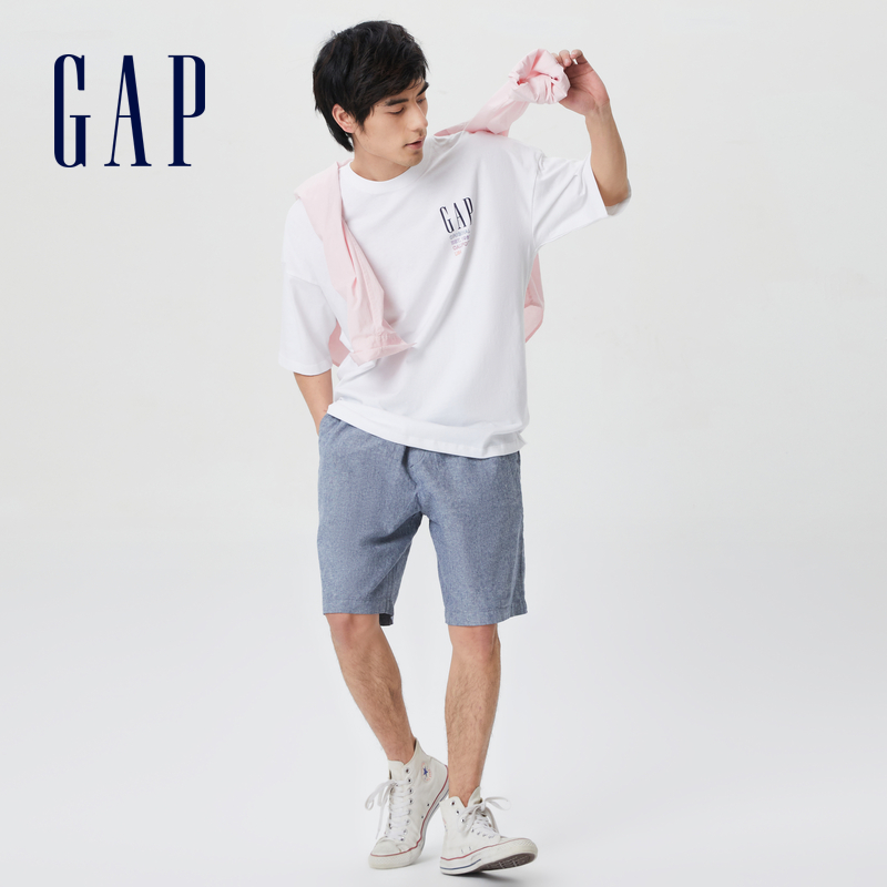 Gap男装亚麻混纺直筒短裤