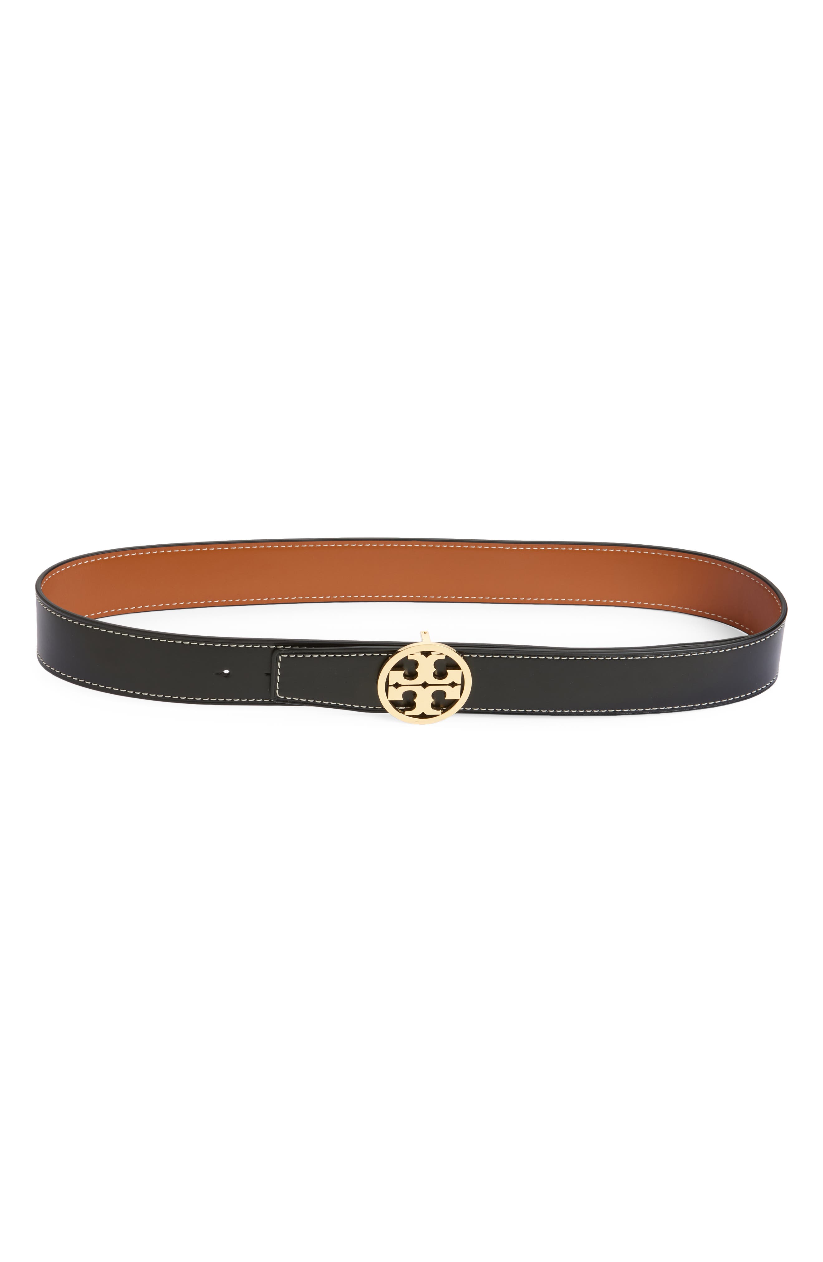 Tory Burch 1.5-Inch Miller Smooth Leather Reversible Logo Belt