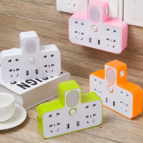 19.9元包邮！【多功能】小夜灯USB转换器排插插座