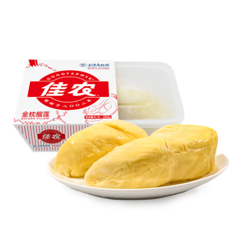 132.9元包邮！佳农 泰国冷冻 金枕头榴莲肉 单盒装 250g/盒*5件