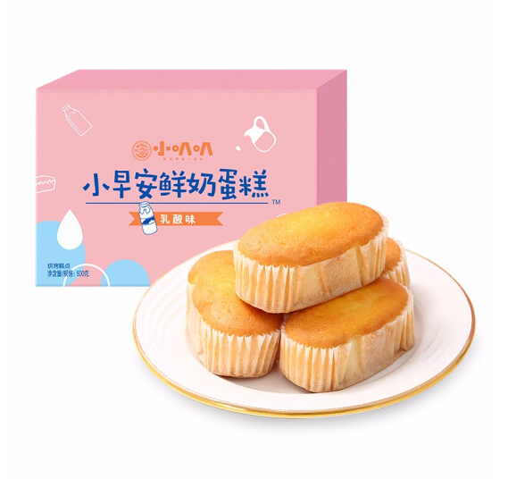 3.9元！徐福记 小叭叭乳酸味 早安鲜奶蛋糕箱装500g