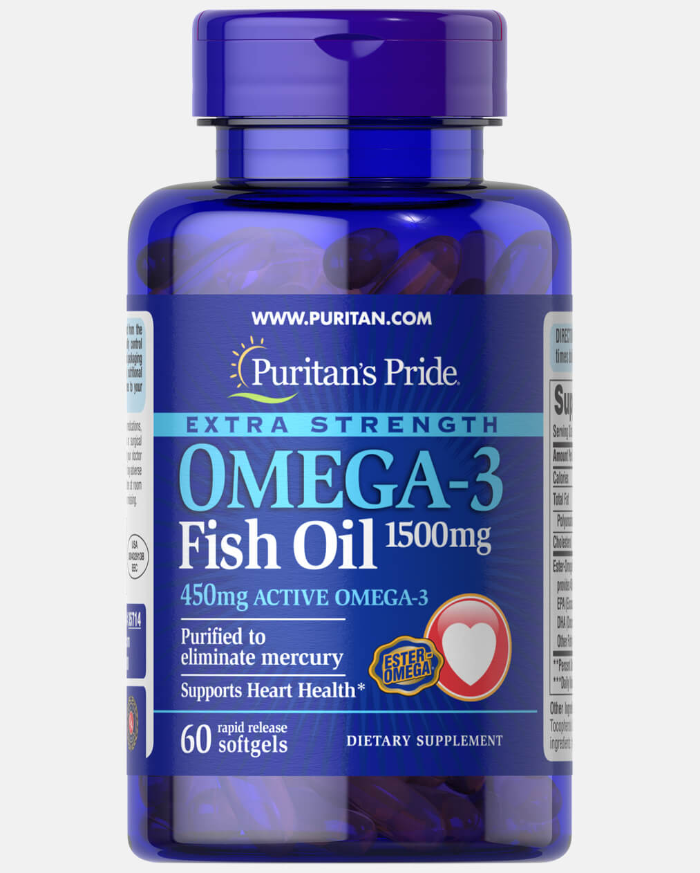 Puritan's Pride Omega-3鱼油 1500 mg 60粒
