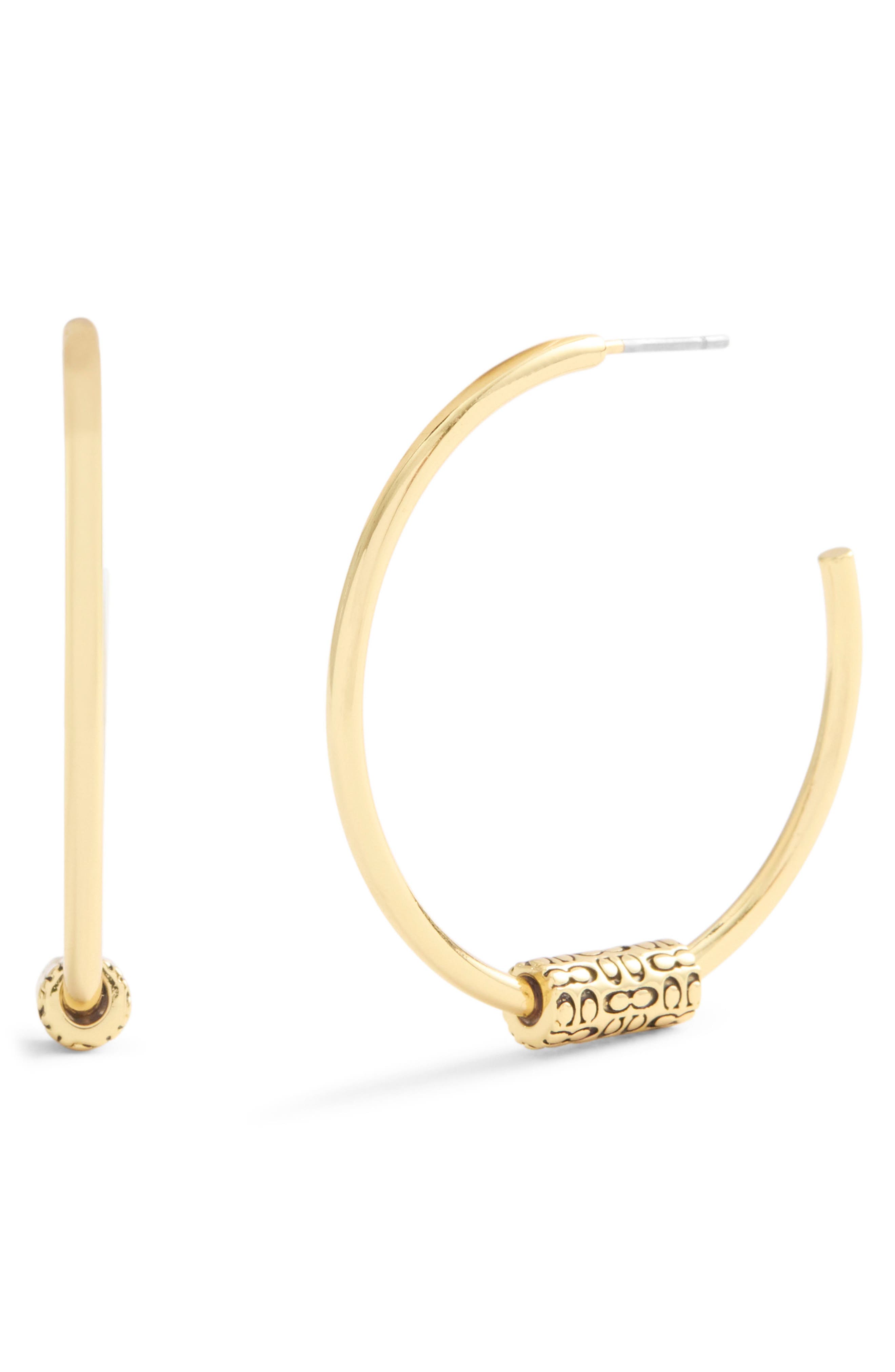 COACH Logo Bead Hoop Earrings