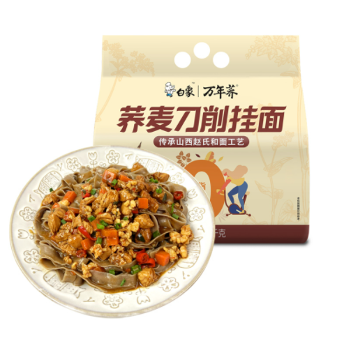 15.9元包邮！白象 0脂荞麦刀削面 1000g