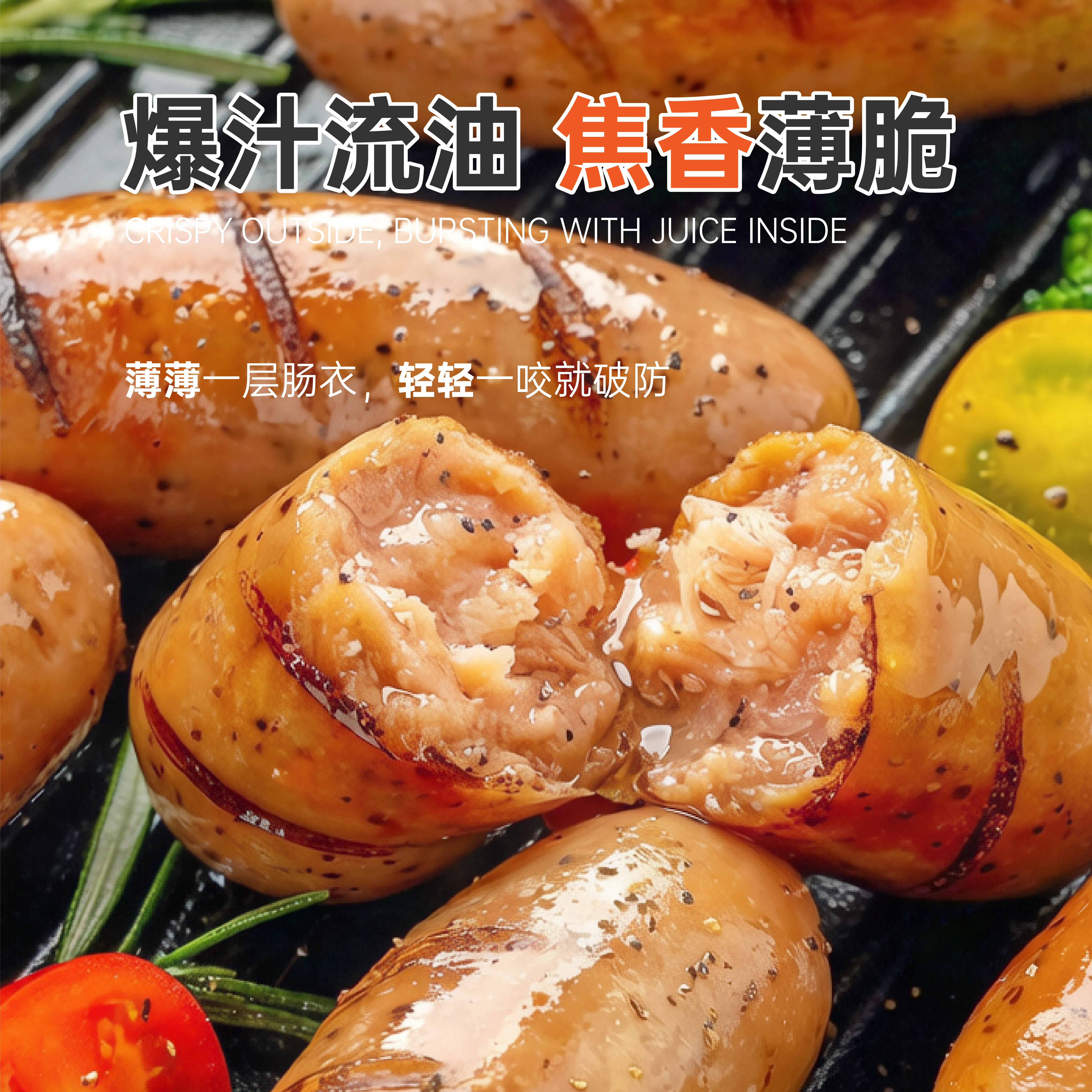 拍2宝恒源脆皮烤肠500g赠鸡排1袋