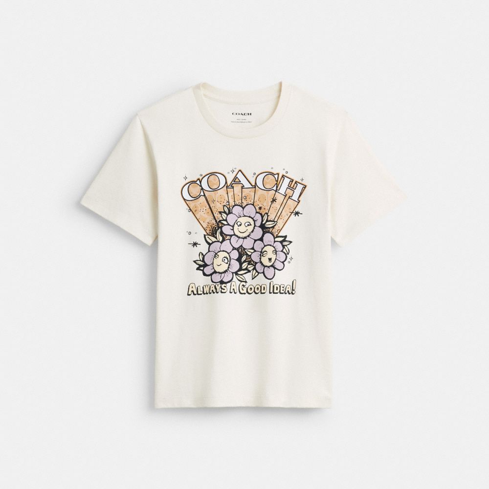 coach play daisy classic t shirt in organic cotton CBF40-CRM