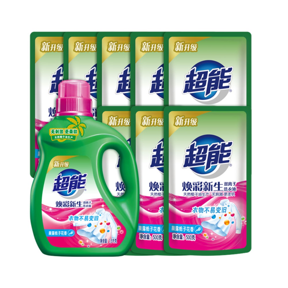 返5猫卡!超能双离子香味持久家用洗衣液11斤