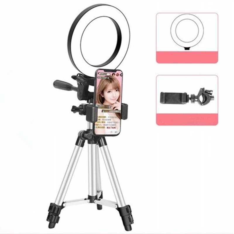 直播支架三脚架带补光灯美颜手机直播桌面落
