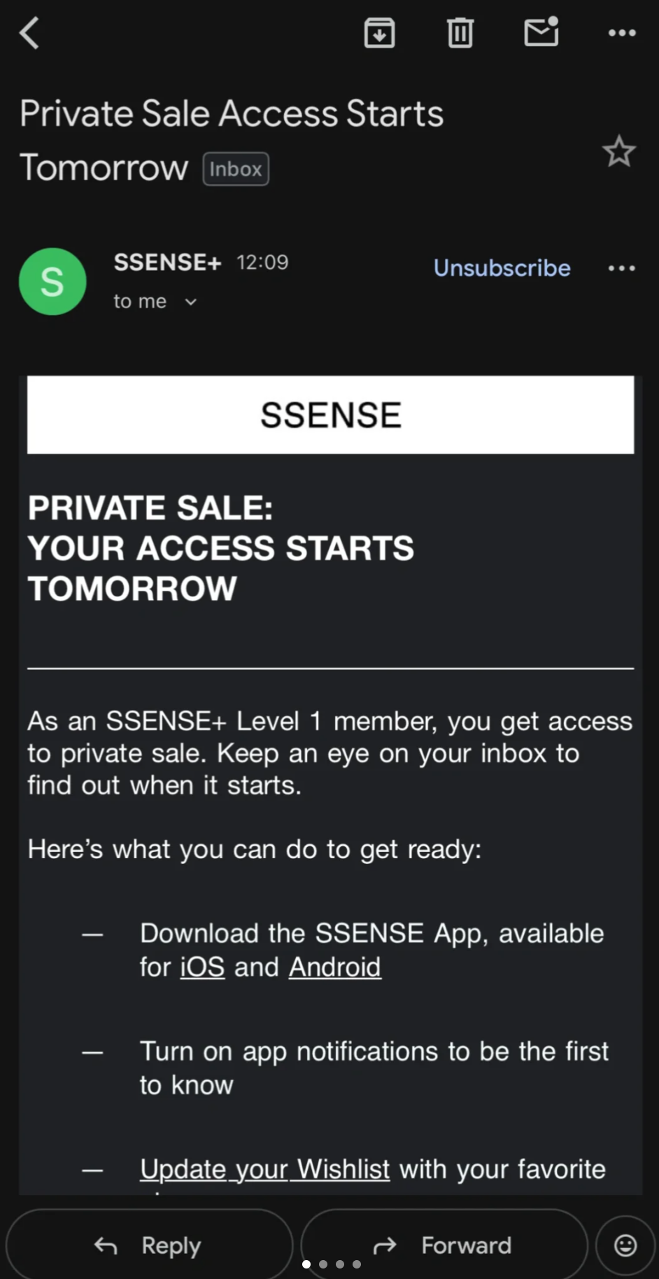 A screenshot showing the SSENSE Private Sale notification and a shopping cart with price comparisons, suggesting a possible price increase in the private sale.