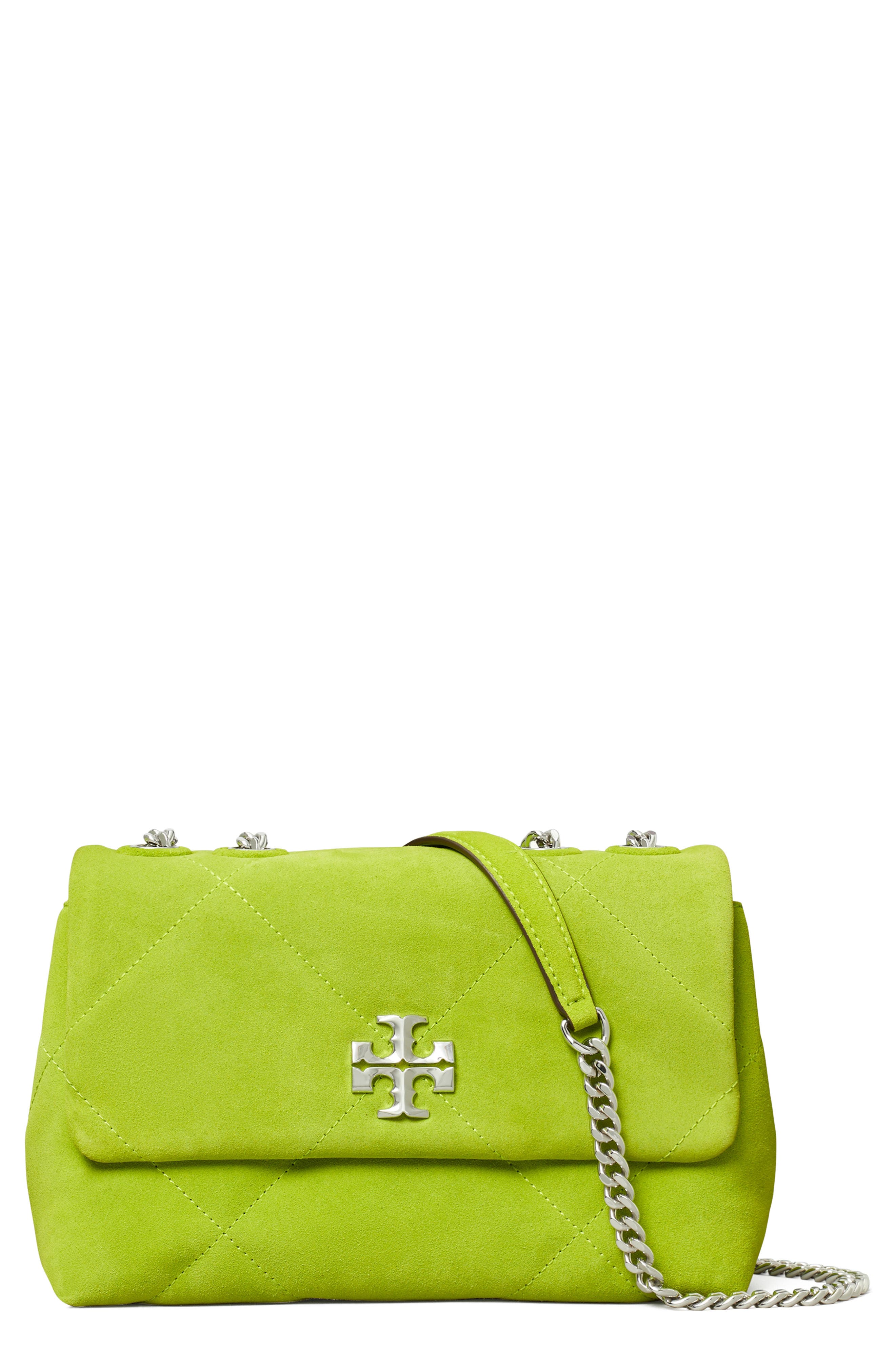 Tory Burch Small Kira Diamond Quilted Suede Convertible Shoulder Bag