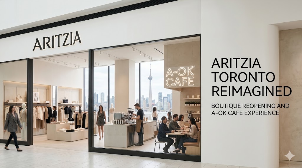 Aritzia Toronto Boutique Storefront featuring the new A-Ok Cafe