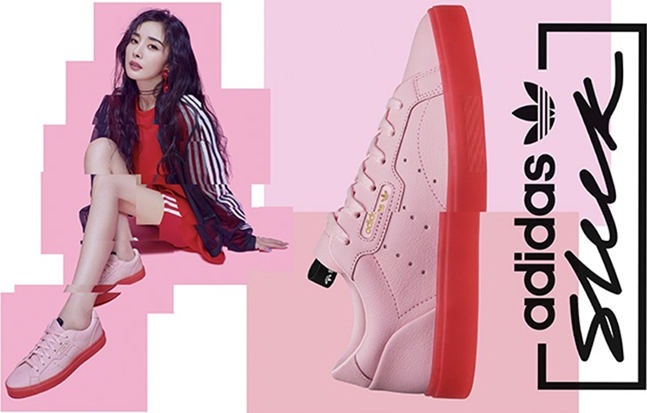 杨幂同款adidassleek粉色鞋底运动鞋