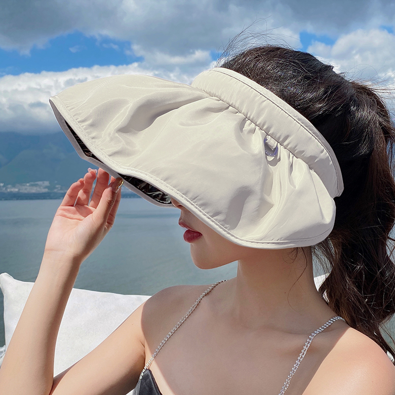 稳定签到！遮阳帽女黑胶防晒帽