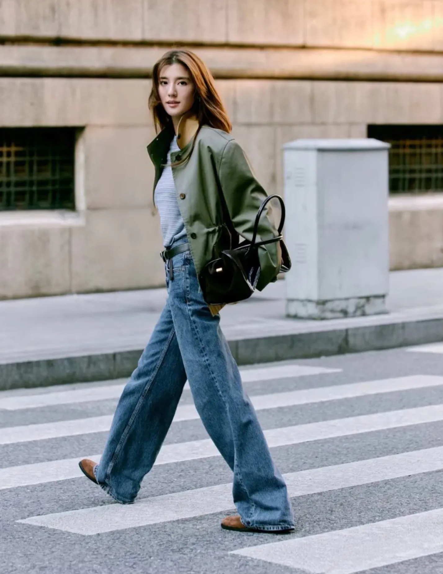 Vibrant green spring jacket street style inspiration