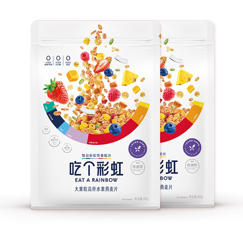 吃个彩虹0添加白砂糖水果酸奶燕麦片代餐