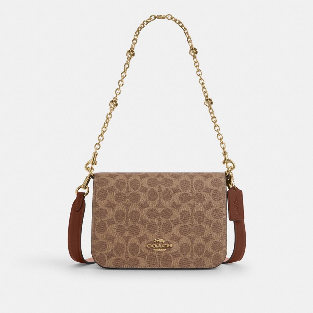 coach quinn bag in signature canvas with floral chain CBG96-IMXHE
