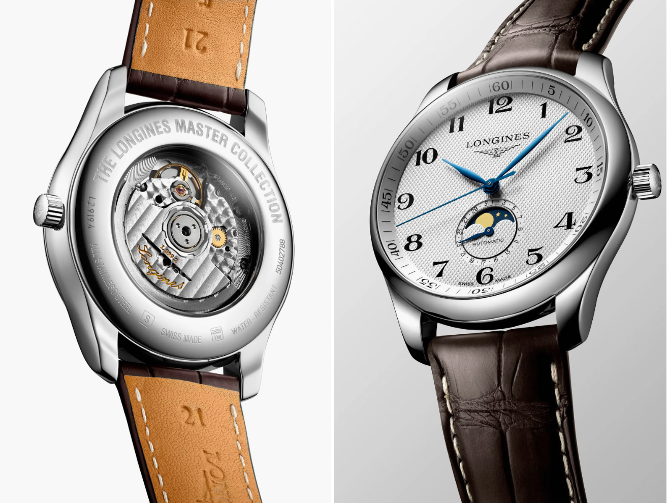 Longines Master Collection Moonphase watch with blue hands