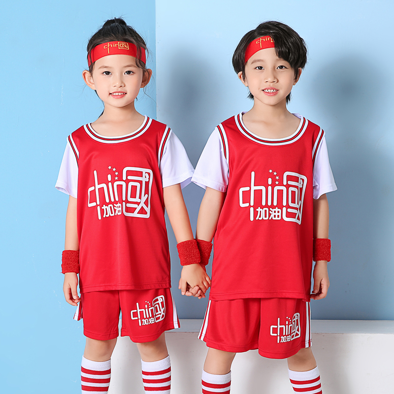 儿童篮球服男童套装夏季短袖假两件