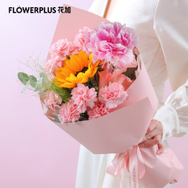 【母亲节】49.9元包邮！花加 母亲节送妈妈小幸福花束+花瓶套餐款