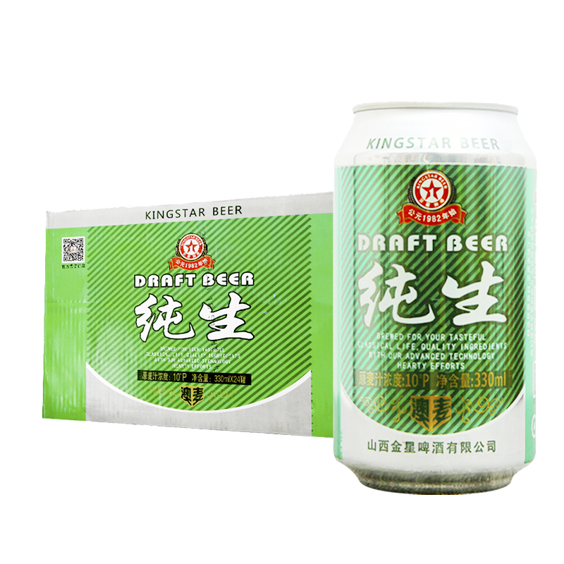 【JD专营】金星1982 纯生啤酒10度 330ml*24听整箱