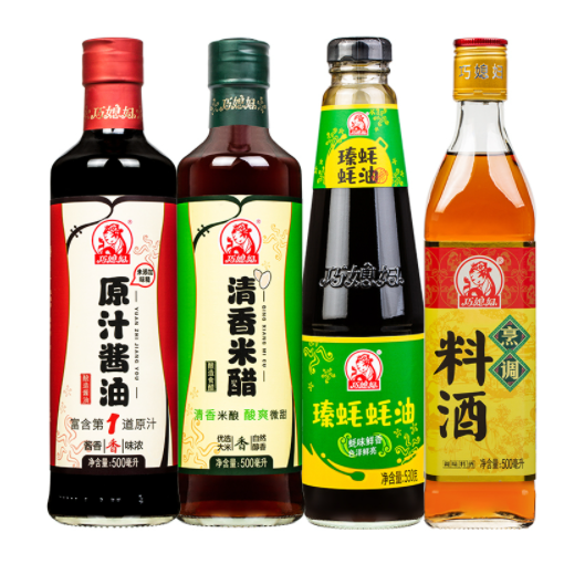 13.79元包邮！巧媳妇 耗油530ml+醋500ml+老抽500ml+料酒500ml