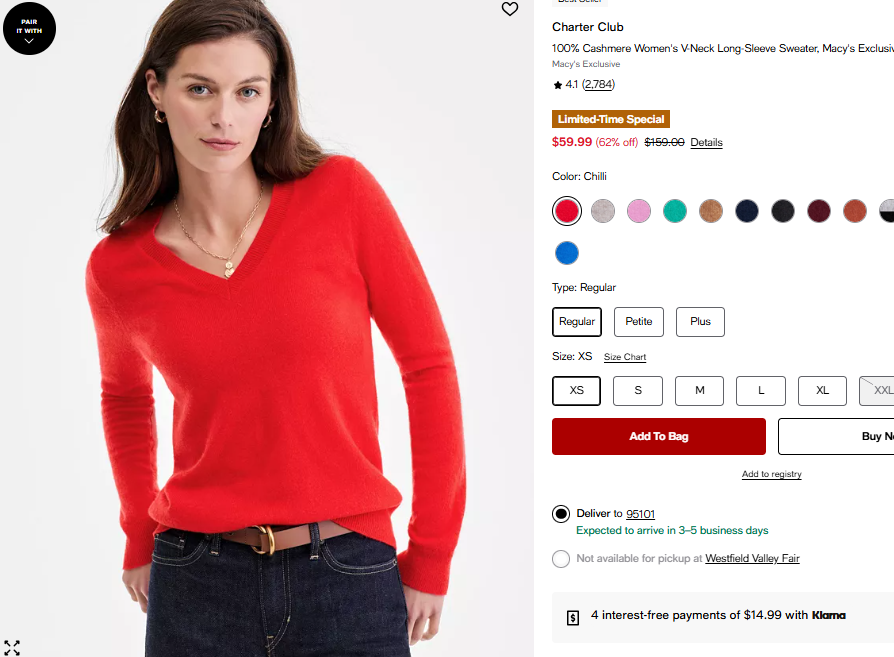 Women's Charter Club Cashmere V-Neck Sweater