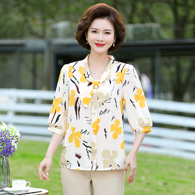 2022新款妈妈装夏装洋气七分袖衬衫中年女装
