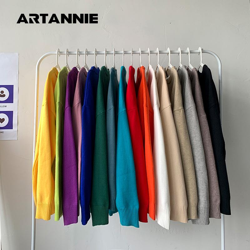 ARTANNIE纯色圆领毛衣