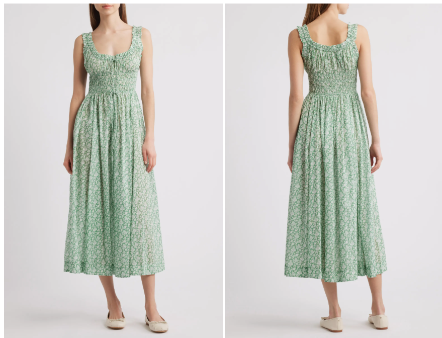 Dôen Emmaretta green floral dress last medium on sale