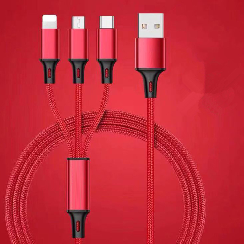 【可签到】一拖三通用数据线手机充电线