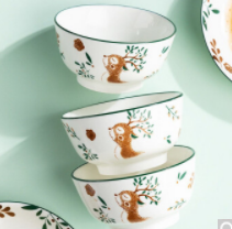 3.9元包邮！萌物坊 日式小鹿 4.5寸饭碗 4个装