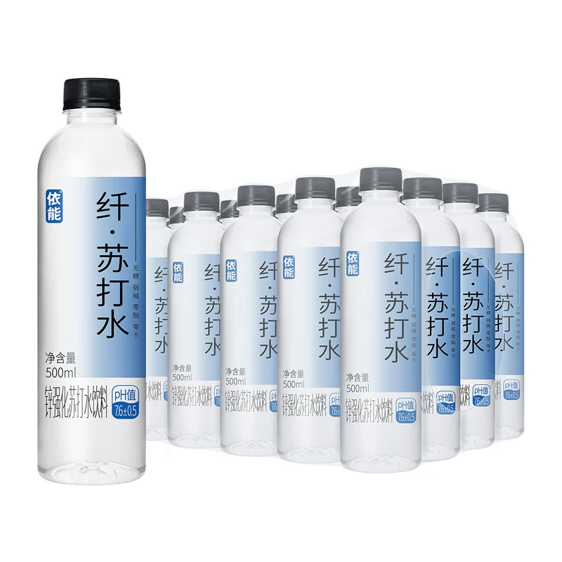 依能无糖苏打水锌强化青柠白桃味500ml*24瓶