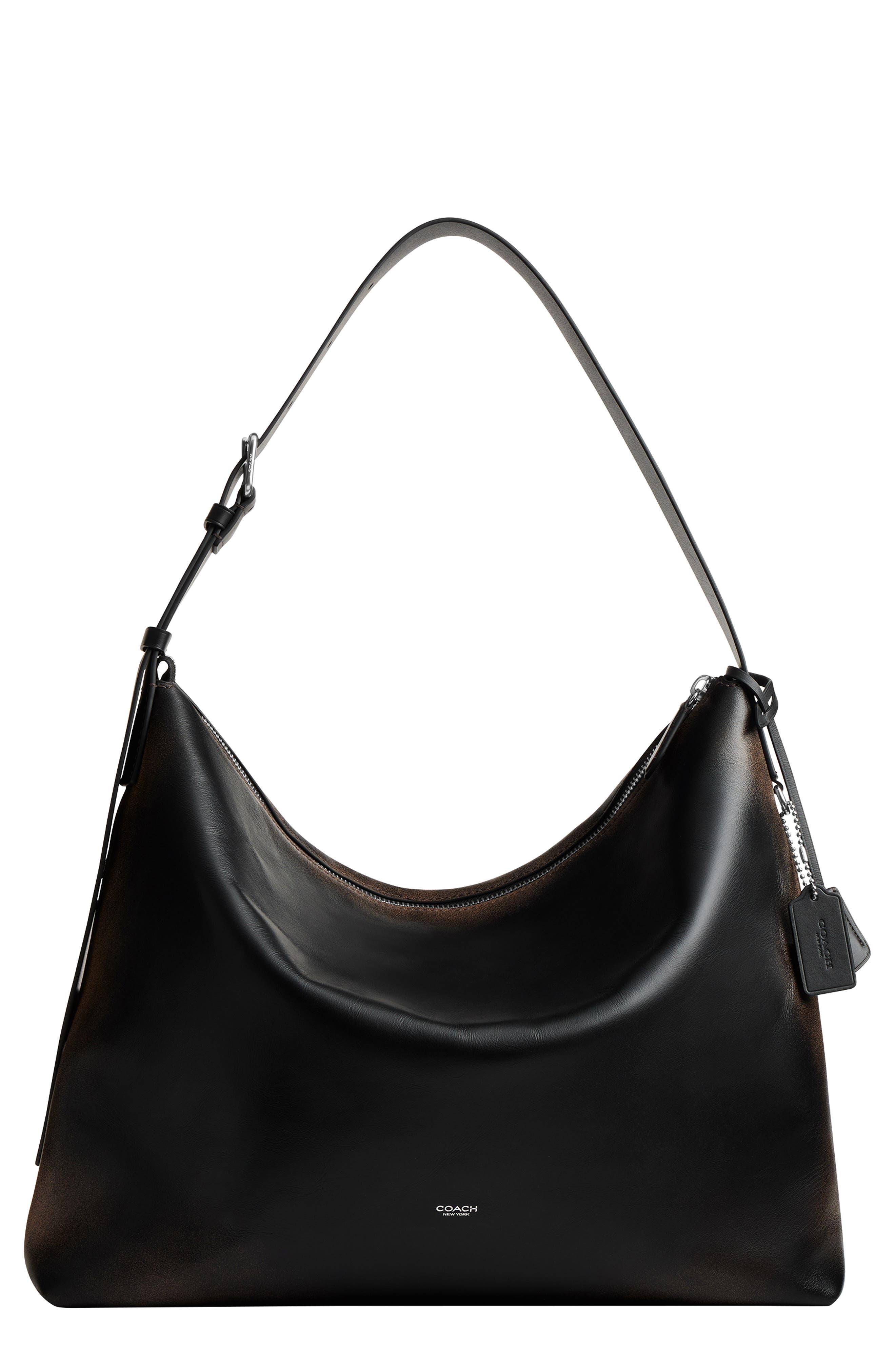 COACH Mott Loved Leather Messenger 蔻驰信使包 Black/ Light Tan