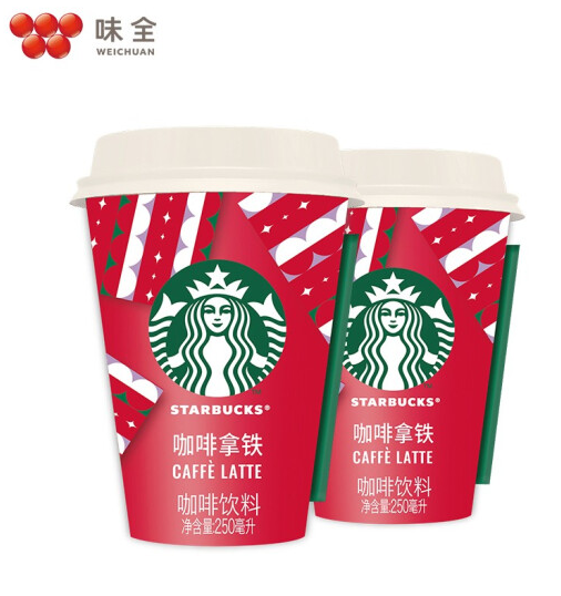 16.18元！星巴克 星怡杯拿铁咖啡 250ml*2杯+凑单品
