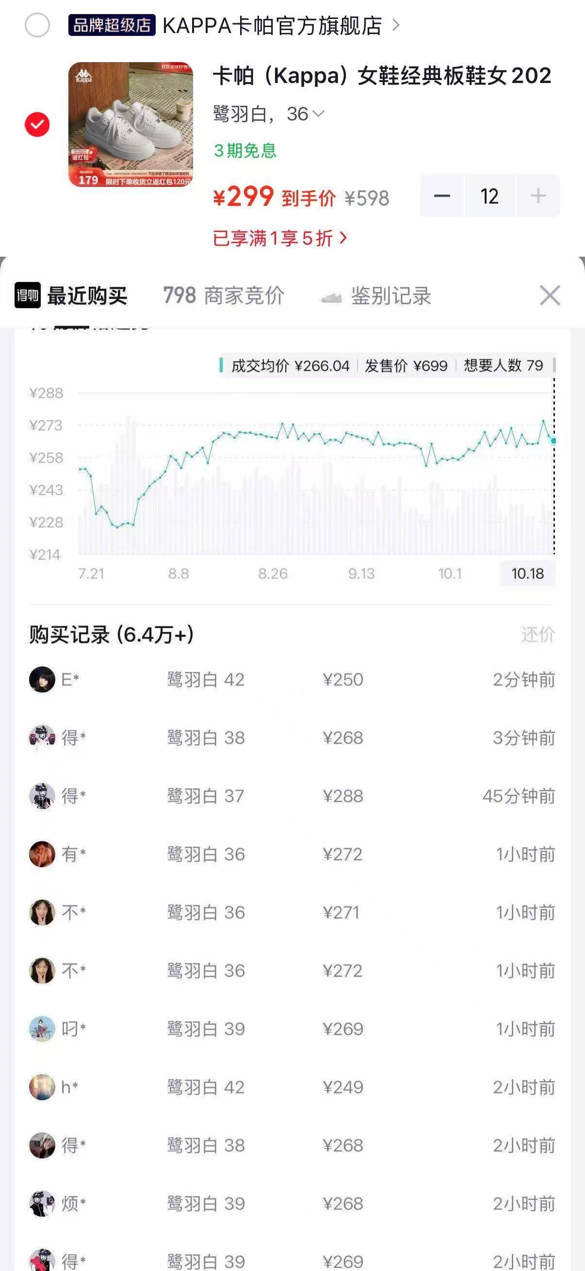 卡帕白板鞋经典老车款：领五折券返120红包，最终到手价仅179元