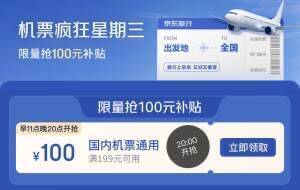 机票立减100元，仅需199元起抢
