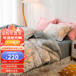 【新低价】139.5元包邮！安睡宝 立体雕花绒套件  1.5米四件套 200*230cm