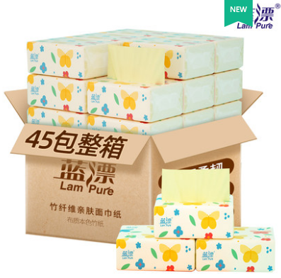 19.9元包邮！蓝漂 竹纤维本色抽纸45包整箱