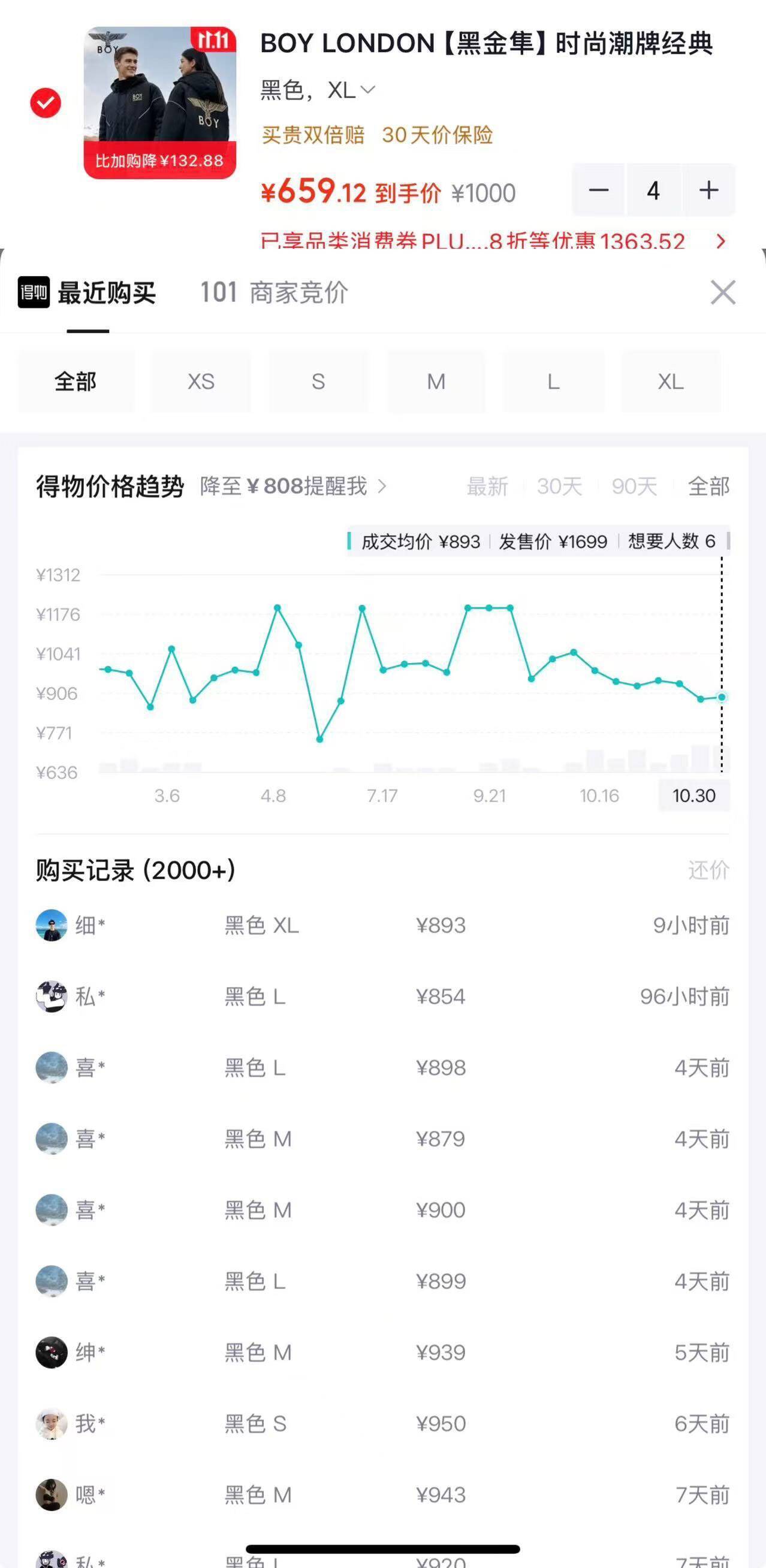 BOY LONDON黑金隼短款棉服，叠购物金626元入手