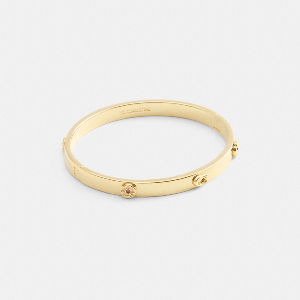 coach tea rose signature hinged bangle CBB48-GLD