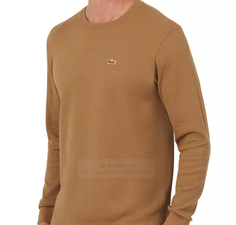 LACOSTE法国鳄鱼男士华夫格长袖 多色选