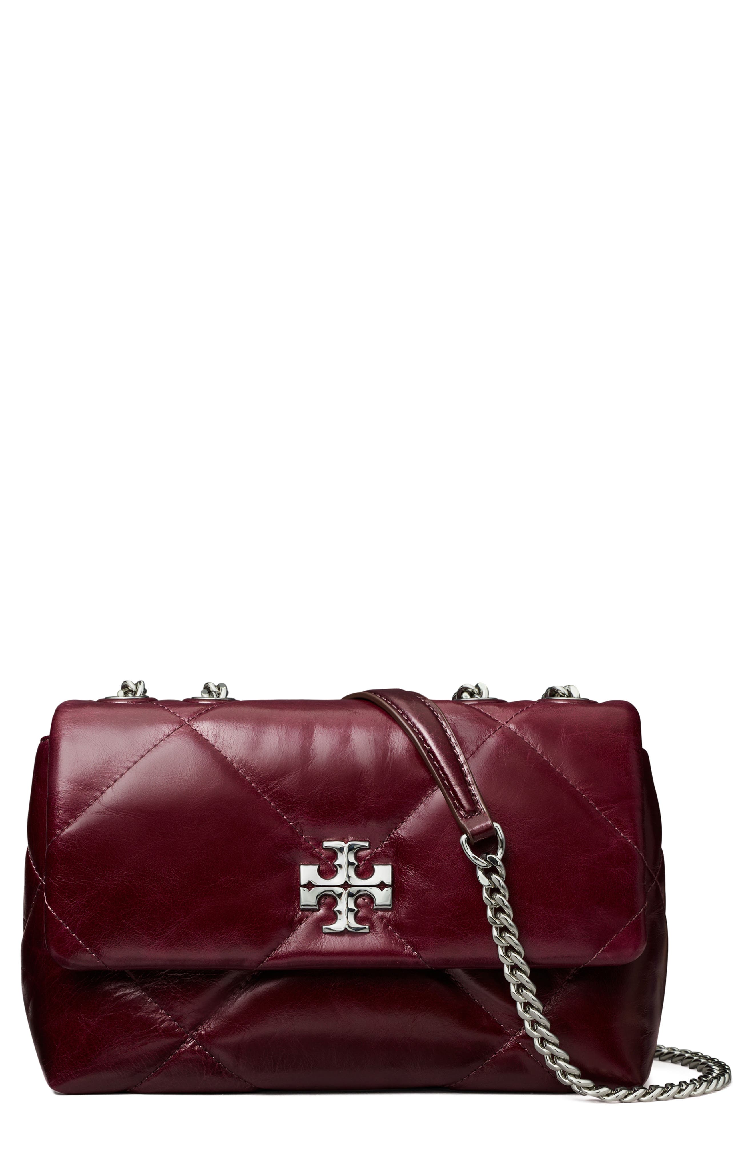 Tory Burch Kira Distressed Diamond Quilted 汤丽柏琦单肩包 Dark Carmine