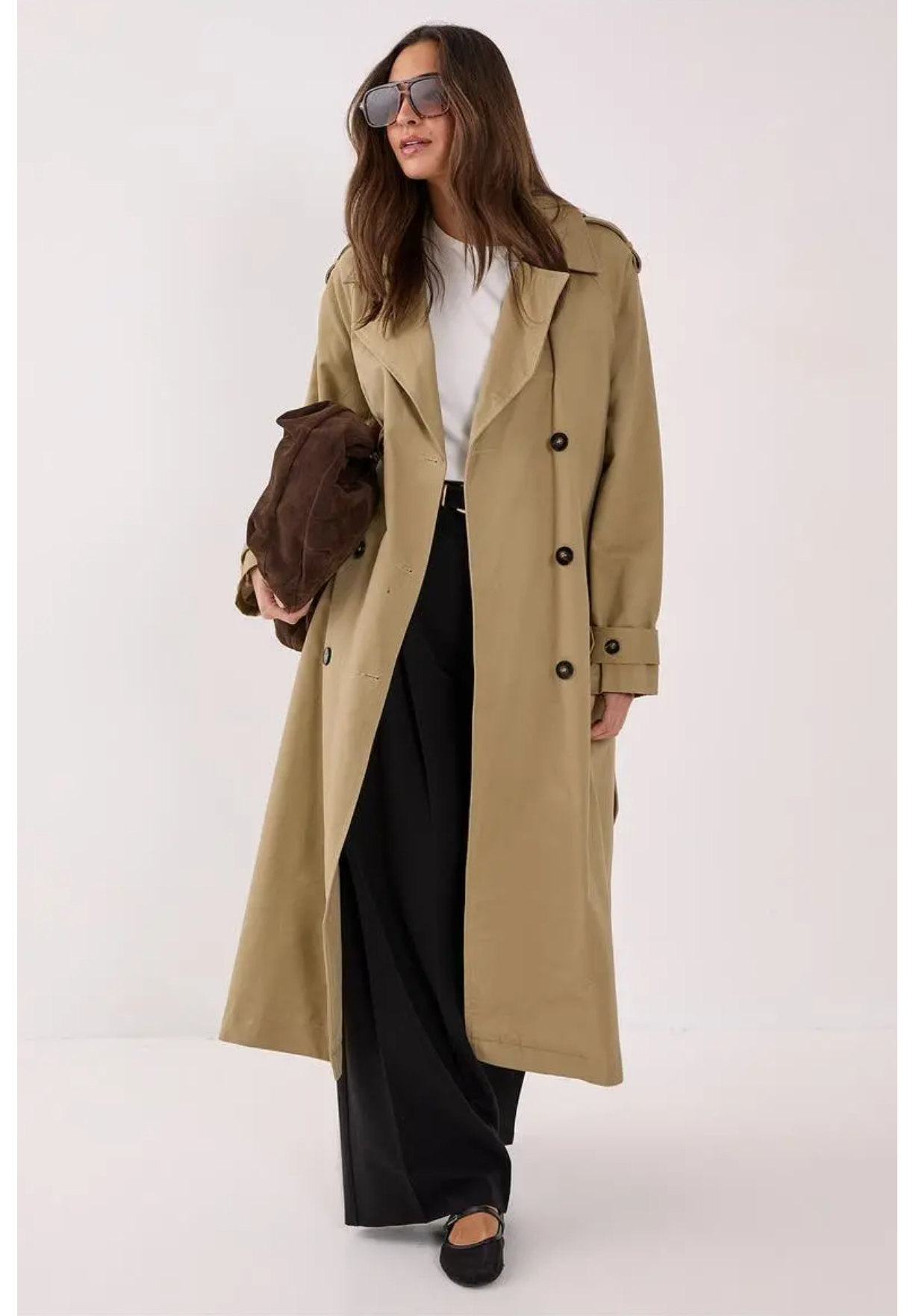 NASTY GAL Double Breasted Belted Trench Coat