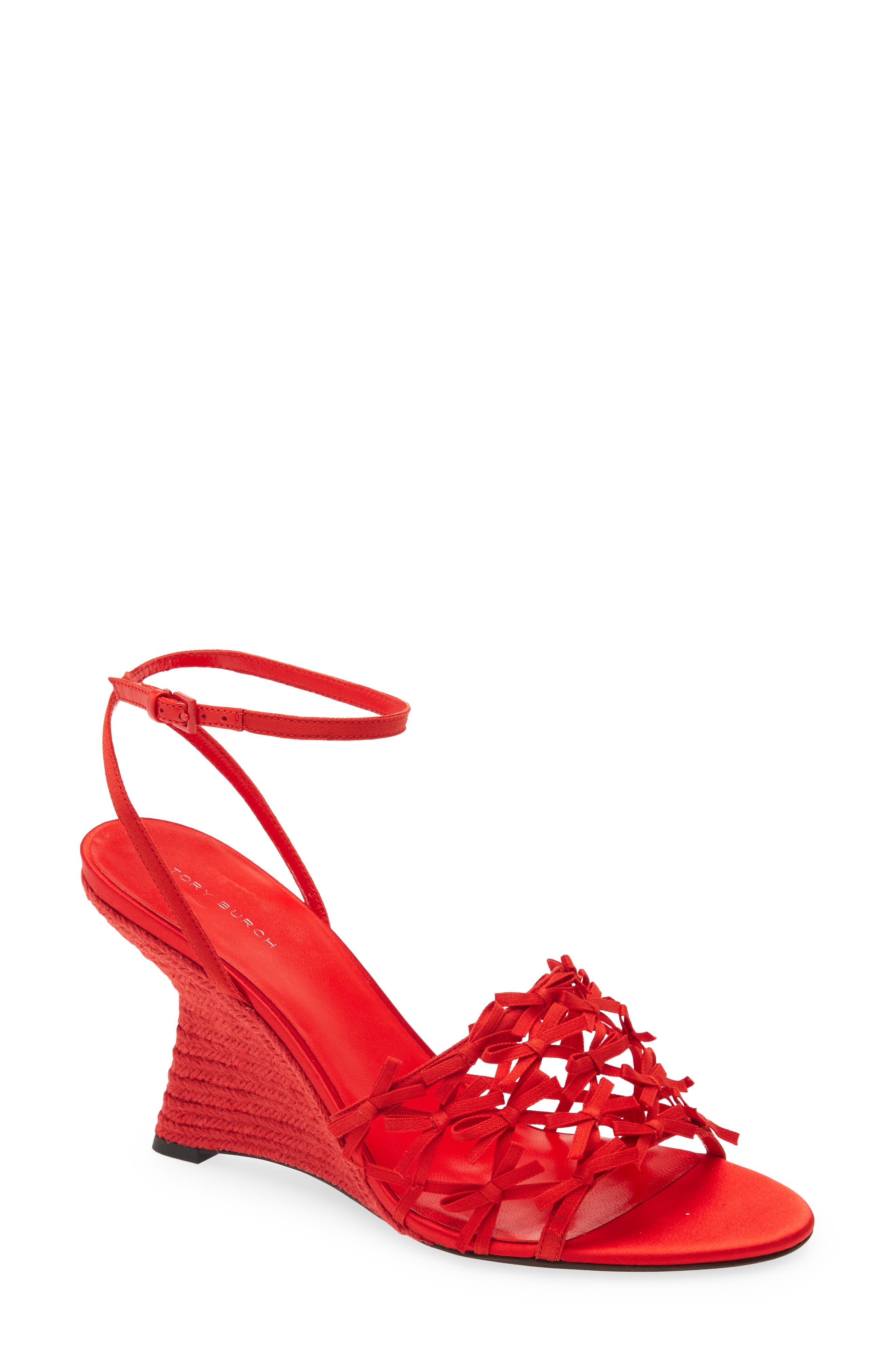Tory Burch Mini Bow Espadrille Ankle Strap Wedge Sandal