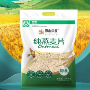 16.9元包邮！阴山优麦 纯燕麦片即食无糖袋装 1480g